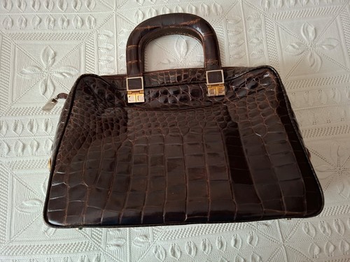 Borsa coccodrillo marrone - borsa, in